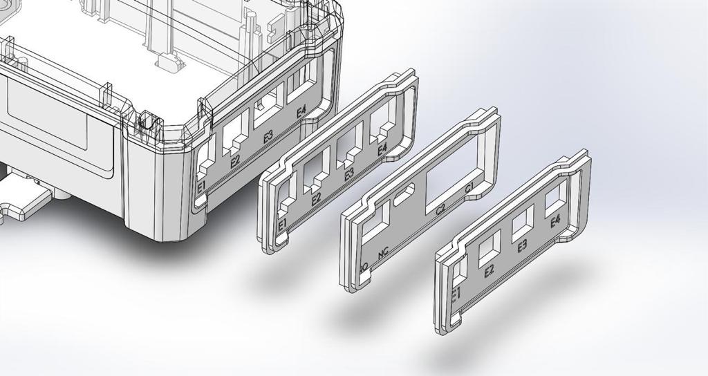 Modelo 3D de peça plástica em desenvolvimento para injeção